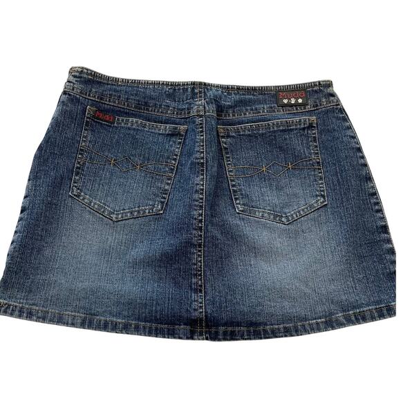 RARE VTG Y2K Mudd Yo! Low Rise Micro Mini Denim Skirt size 7 Dark Wash Preppy - Picture 1 of 7